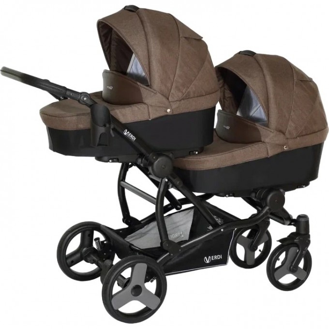 Коляска VERDI For 2 2 в 1, бежевый верх, черный низ и коричневая вставка 2790000071527 Коляска VERDI For 2 2 в 1, бежевый верх, черный низ и коричневая вставка 2790000071527
